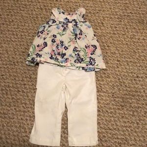 Janie & Jack 2T summer white pants floral blouse